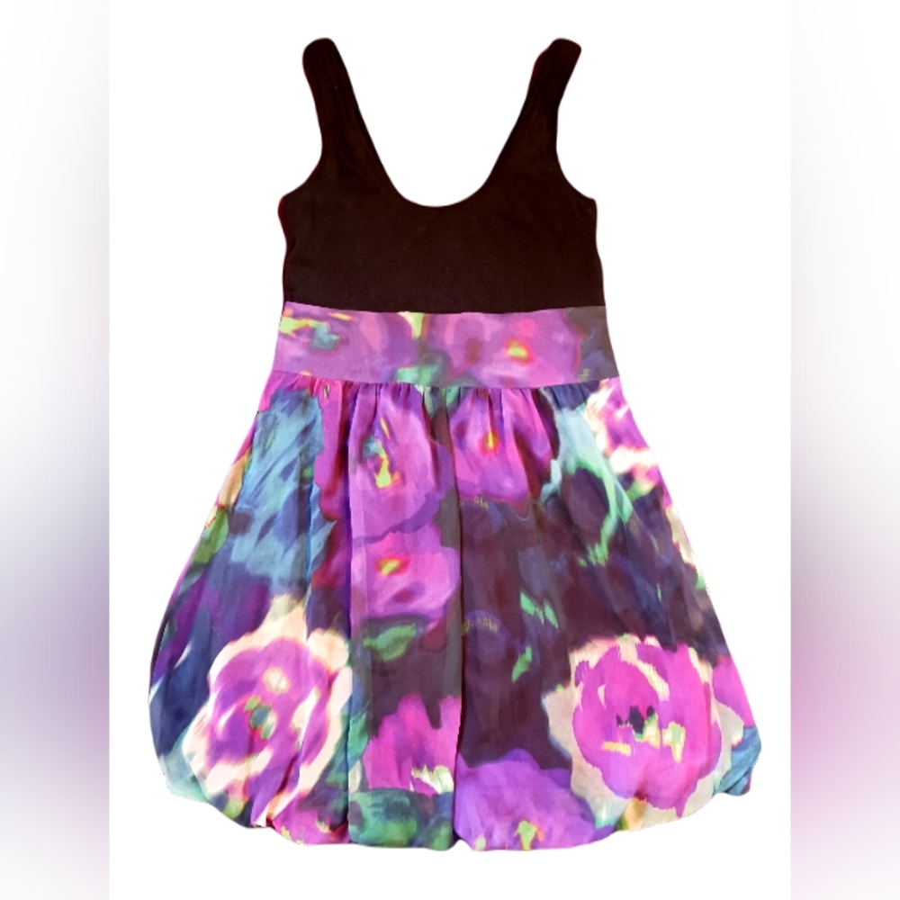 Express black/purple floral mini dress